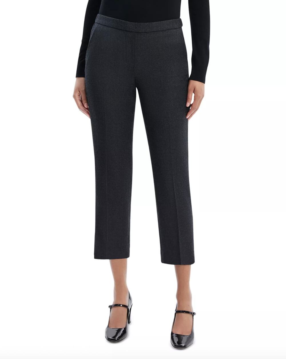 Theory 100% Wool Treeca Pull On Sleek Flannel Pants Size 6 Cropped Slim Straight